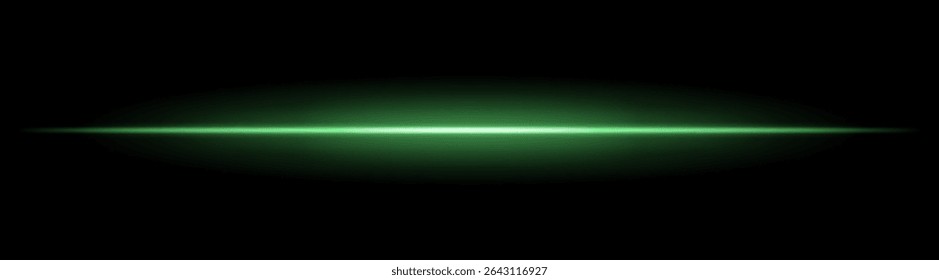 Horizontal light beam with soft radial glow on black background. Sleek minimal flare ideal for sci-fi transitions, modern lighting effects, or cinematic glow overlays.