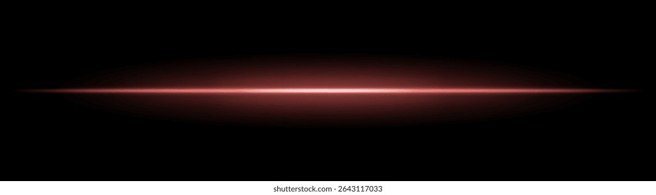 Horizontal light beam with soft radial glow on black background. Sleek minimal flare ideal for sci-fi transitions, modern lighting effects, or cinematic glow overlays.