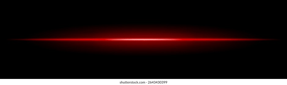 Horizontal light beam with soft radial glow on black background. Sleek minimal flare ideal for sci-fi transitions, modern lighting effects, or cinematic glow overlays.