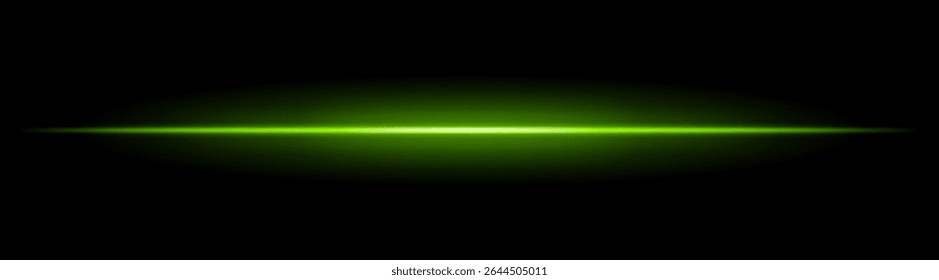 Horizontal light beam with soft radial glow on black background. Sleek minimal flare ideal for sci-fi transitions, modern lighting effects, or cinematic glow overlays.
