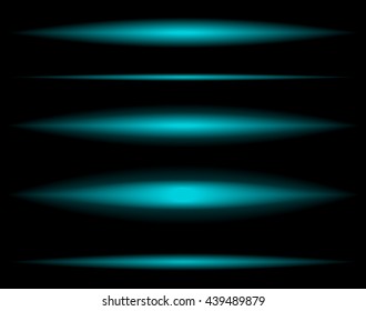 Horizontal light beams fading to transparent - Cyan, blue light effects