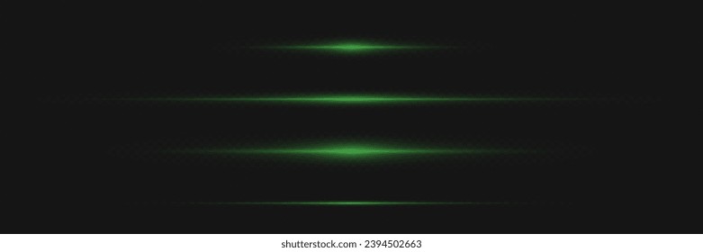 Horizontal light beams, glowing green line of light, flash of red horizontal highlights, laser beams, beautiful light flash, bright glow.