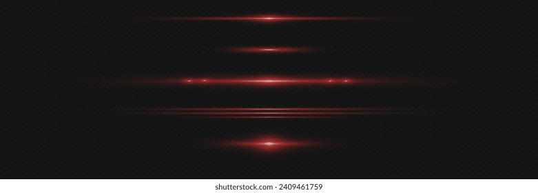 Horizontal light beams, glowing red line of light, flash of red horizontal glare, laser beams, beautiful light flash, bright glow.	