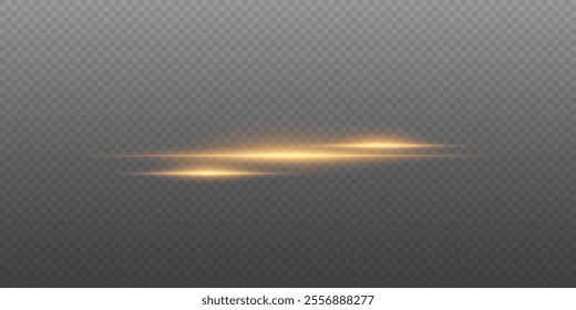 Horizontal light effect, laser beam flash. On a transparent background.