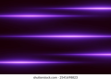 Horizontaler Lichteffekt. Neonlinien von Licht und Geschwindigkeit. Vektorgrafik