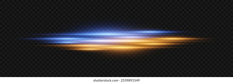 Horizontal light effects, neon light line. Vector illustration