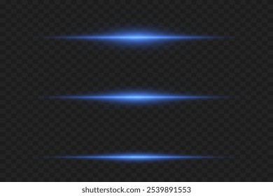 Horizontal light effects, neon light line. Vector illustration