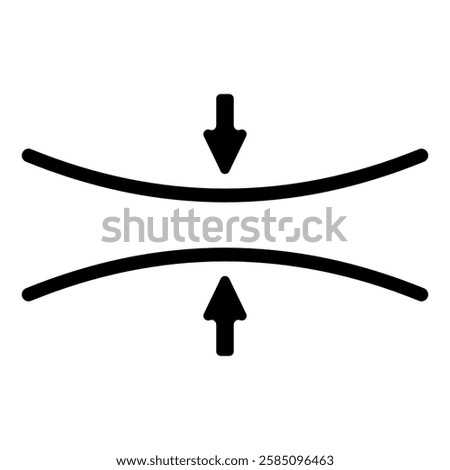 Horizontal line arrows pointing downwards and upwards symbolizing compression expansion