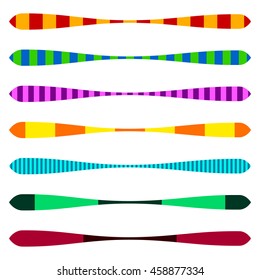 Horizontal line dividers. Set of colorful (duotone) straight line design elements