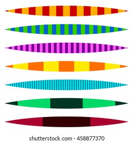 Horizontal line dividers. Set of colorful (duotone) straight line design elements