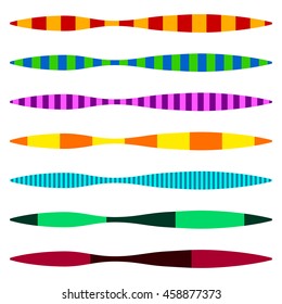 Horizontal line dividers. Set of colorful (duotone) straight line design elements