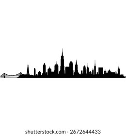 Un Horizontal dibujo de líneas de varios horizontes de ciudades del mundo.