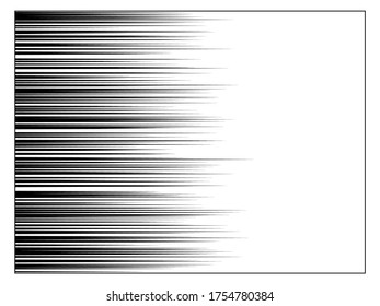 Dibujos de línea horizontal. Líneas de velocidad, rayas para la plantilla de libro de manga negra. Antecedentes de historietas. Marco abstracto dinámico de franjas de velocidad. Ilustración del vector