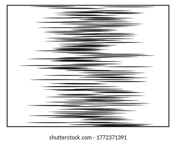 Dibujos de línea horizontal. Líneas de velocidad, rayas para la plantilla de libro de manga negra. Antecedentes de historietas. Marco abstracto dinámico de franjas de velocidad. Ilustración del vector