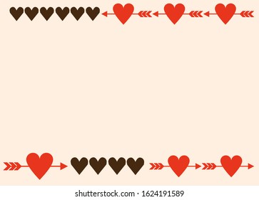 Horizontal line frame of heart pierced by an arrow