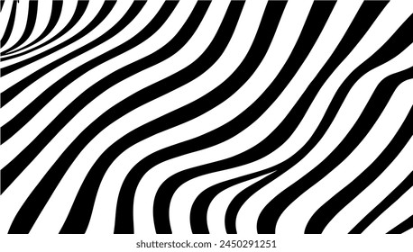 Horizontal line pattern. Halftone pattern, abstract background of rippled, wavy lines. Black white abstract background, curved horizontal stripes.Optical art, dynamic texture