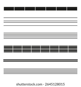 Horizontal line pattern. Striped texture design. Vector bar elements. Black white stripes.