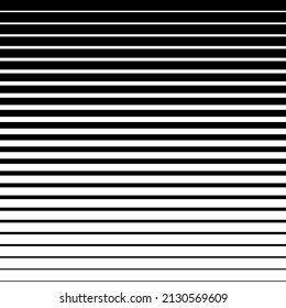 Horizontal line pattern. From thin line to thick. Parallel stripe. Black streak on white background. Straight gradation stripes. Abstract geometric patern. Faded halftone dynamic backdrop. Vector