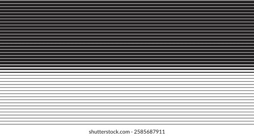 Horizontal line pattern. From thin line to thick. Parallel stripe. Black streak on white background. Straight gradation stripes. Abstract geometric patern.