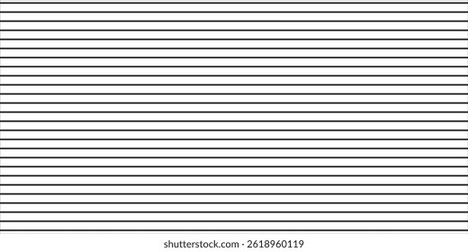 Horizontal line pattern. From thin line to thick. Parallel stripe. Black streak on white background. Straight gradation stripes. Abstract geometric patern.