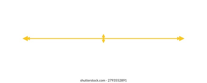 Horizontal line scale with arrows, midpoint marker. Graphic design element for measurement, science, or data.