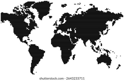Horizontal line shape world map with global geographic design