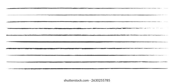 horizontal lines, black lines, brushstroke underline vector illustration on white background