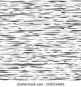 Horizontal lines charcoal hand drawn seamless pattern. Irregular scratches drawing. Monocolor brushstrokes with dry paint effect line art. Monochrome vector texture. Wrapping paper, wallpaper design