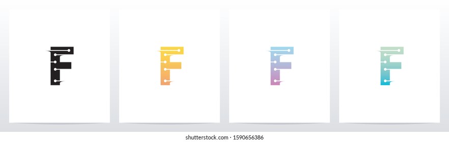 Horizontal Lines With Dots On Letter Logo Design F