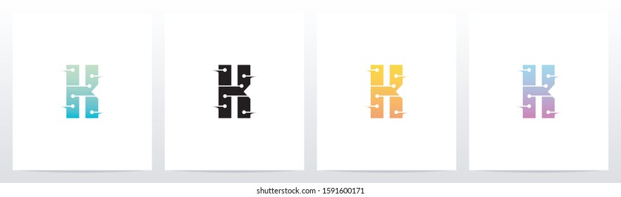 Horizontal Lines With Dots On Letter Logo Design K