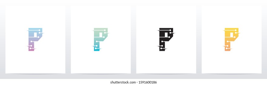 Horizontal Lines With Dots On Letter Logo Design P