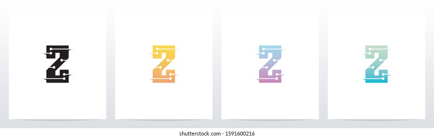 Horizontal Lines With Dots On Letter Logo Design Z