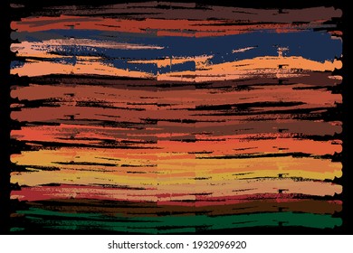 horizontal lines drawn by brush. abstract bright background drawn by hand.vector illustration