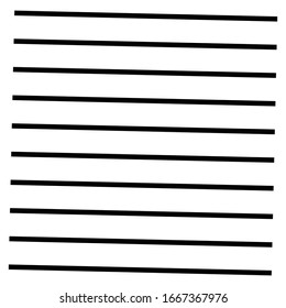 Horizontal lines geometric element. Straight parallel lines, stripes. Horizontal streaks, strips pattern. Linear, lineal monochrome, black and white geometric design element 