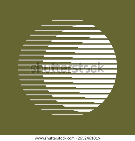 Horizontal lines halftone style circle. Round retro shape made of parallel lines of various width. One color sun vintage logo