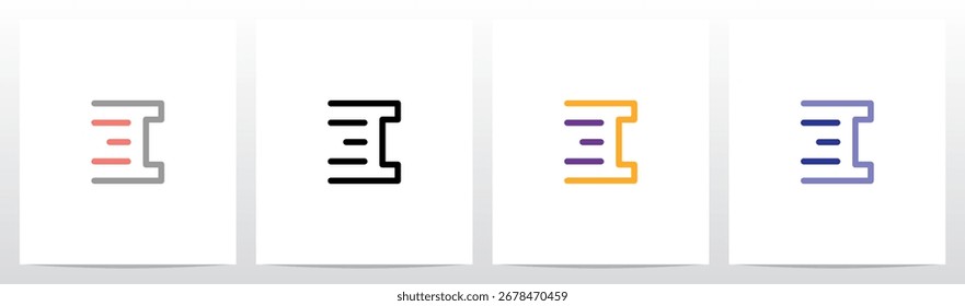 Líneas Horizontales Dentro de los contornos Letra Alfabeto inicial Diseño de logotipos I