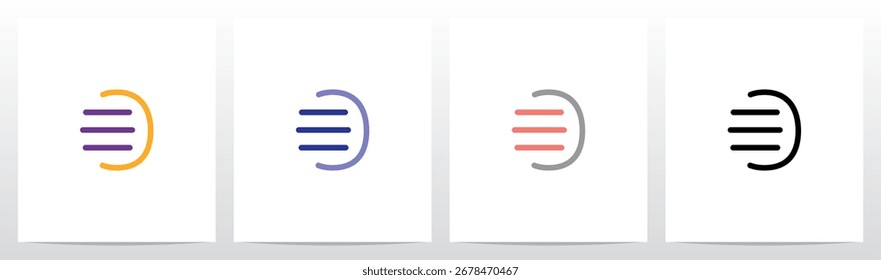 Horizontal Lines Inside Outlines Letter Initial Alphabet Logo Design O