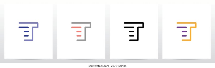 Líneas Horizontales Dentro de los contornos Letra Alfabeto inicial Diseño de logotipo T