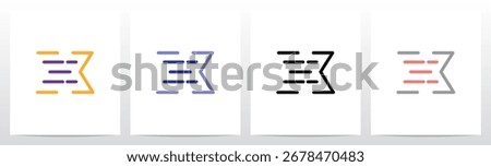 Horizontal Lines Inside Outlines Letter Initial Alphabet Logo Design X
