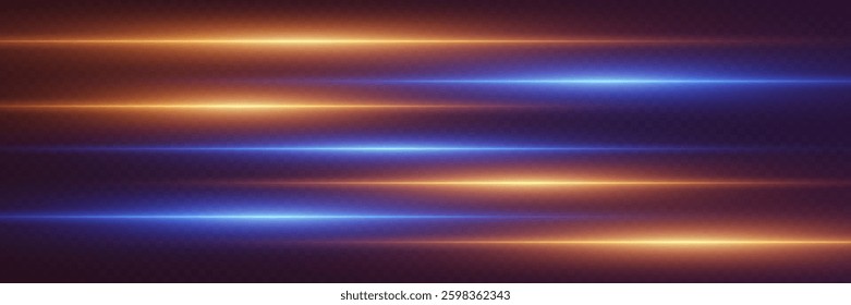 Horizontal lines of light, laser beam effect.