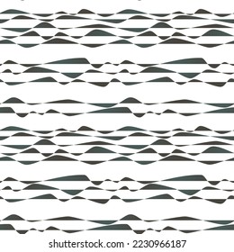 Horizontal lines are like sea waves with overflows. Gradient, repeating waves. Vector illustration. Lines are like sea waves. Printing on textiles and paper. Packaging