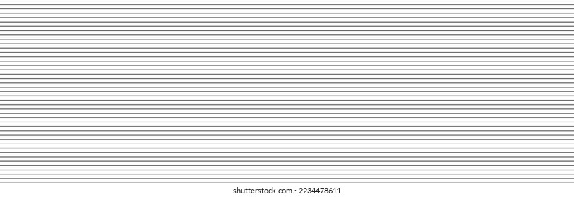 Horizontale Linien Muster auf weißem Hintergrund. Gerade Linien Muster für Hintergrund und Bildschirmhintergrund. Realistische Linien mit wiederholter Streifen Textur. Einfaches geometrischer Hintergrund, Vektorgrafik