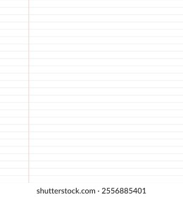 Horizontal lines with red vertical line school notebook paper seamless pattern