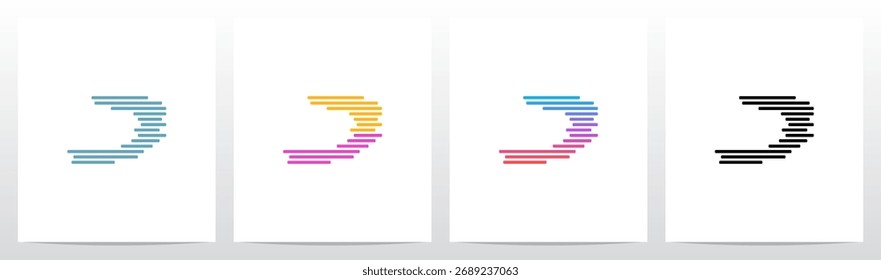 	
Horizontal Lines Stripes Random Stack Parallel Letter Initial Logo Design D