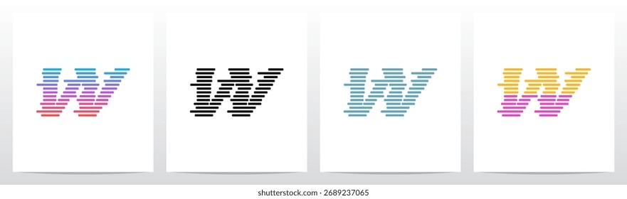 	
Linhas Horizontais Listras Pilha Aleatória Paralela Letra Inicial Logo Design W