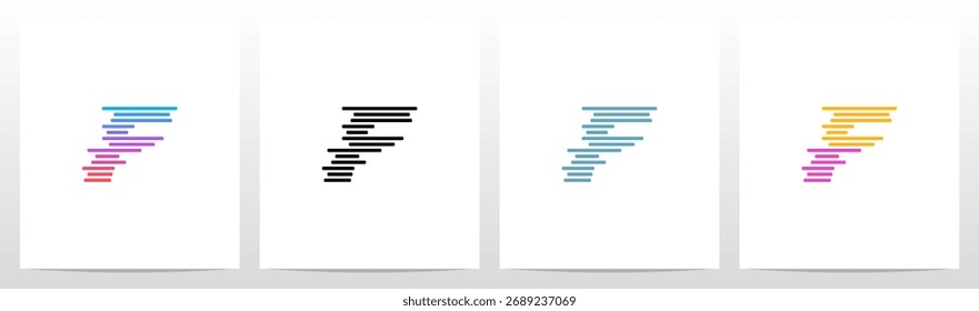 	
Horizontal Lines Stripes Random Stack Parallel Letter Initial Logo Design F