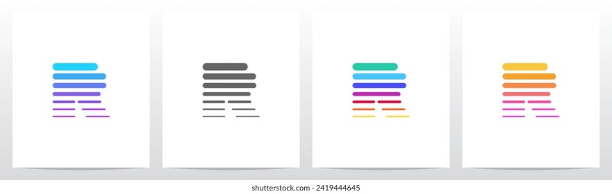 Horizontal Lines Thick And Thin Letter Logo Design R