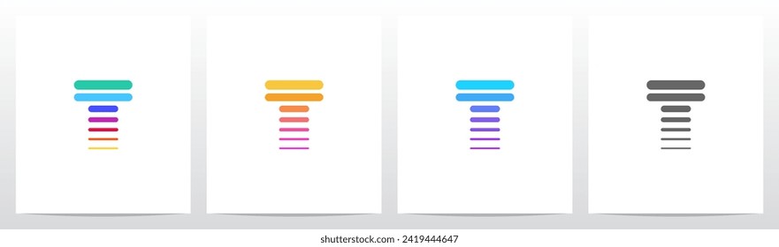 Líneas horizontales Diseño De Logotipo De Letra Gruesa Y Delgada T