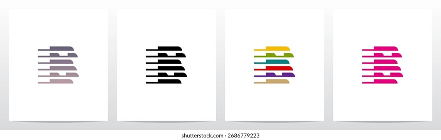 Líneas Horizontales Persianas de ventana Letra Diseño de logotipo inicial B