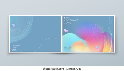 Horizontal Liquid Abstract Cover Background Design. Landscape Fluid Dynamic Element for Modern Brochure, Banner, Poster, Flyer or Presentation Template with Line Pattern.